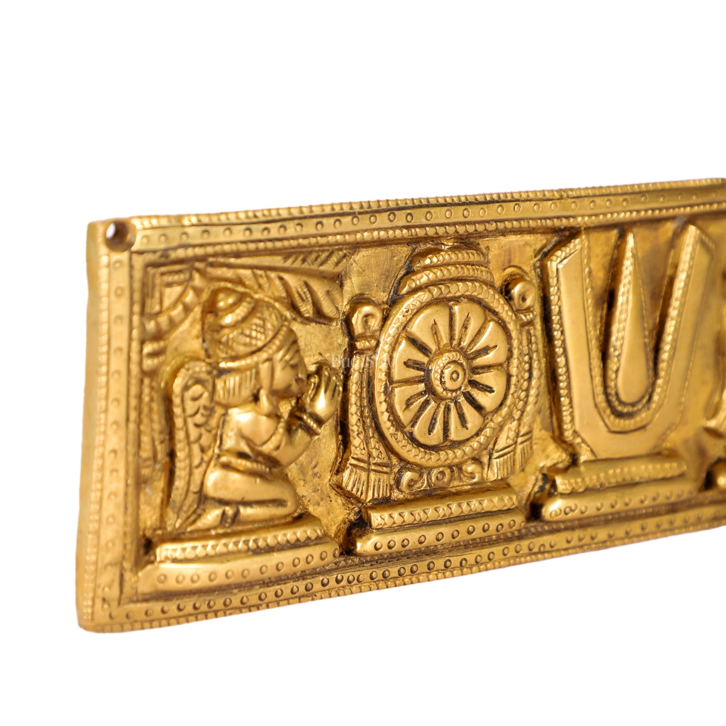 Brass Shank Chakra Namah Wall hanging 10 inch Gold - Budhshiv.com