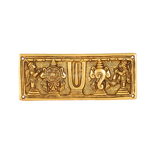 Brass Shank Chakra Namah Wall hanging with Hanuman and Garuda gold - Budhshiv.com