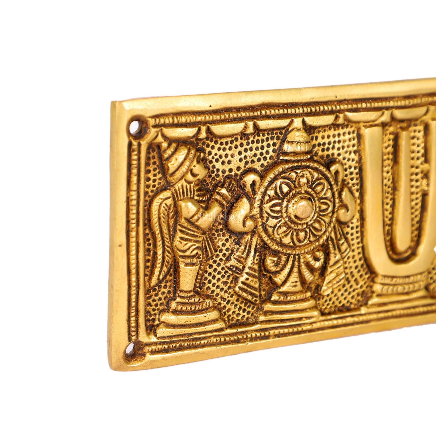 Brass Shank Chakra Namah Wall hanging with Hanuman and Garuda gold - Budhshiv.com