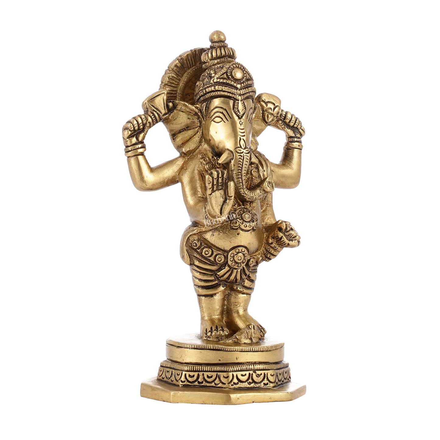 Brass Standing Ganesha Idol | Height 6.5 inch - Budhshiv.com