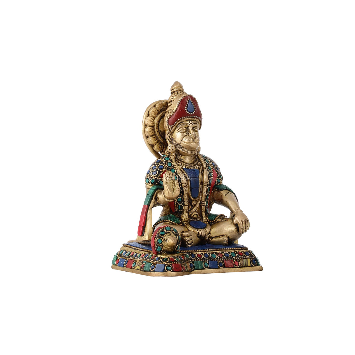 Brass superfine Aashirwaad Lord Hanuman murti 6.5 inch - Budhshiv.com
