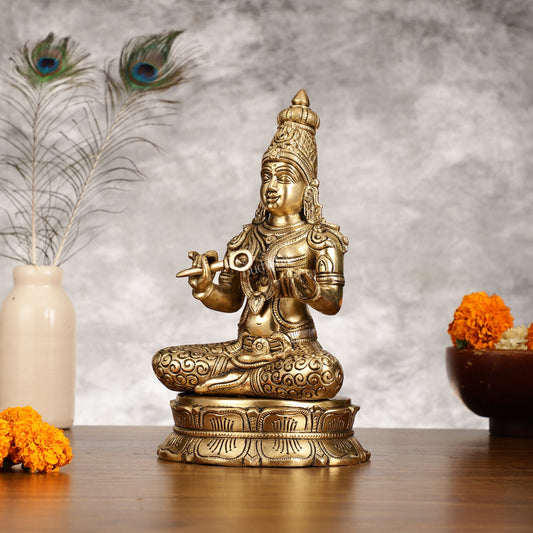 Brass Superfine Annapurna/Annapoorna Ma Idol - 11.5 Inch - Budhshiv.com