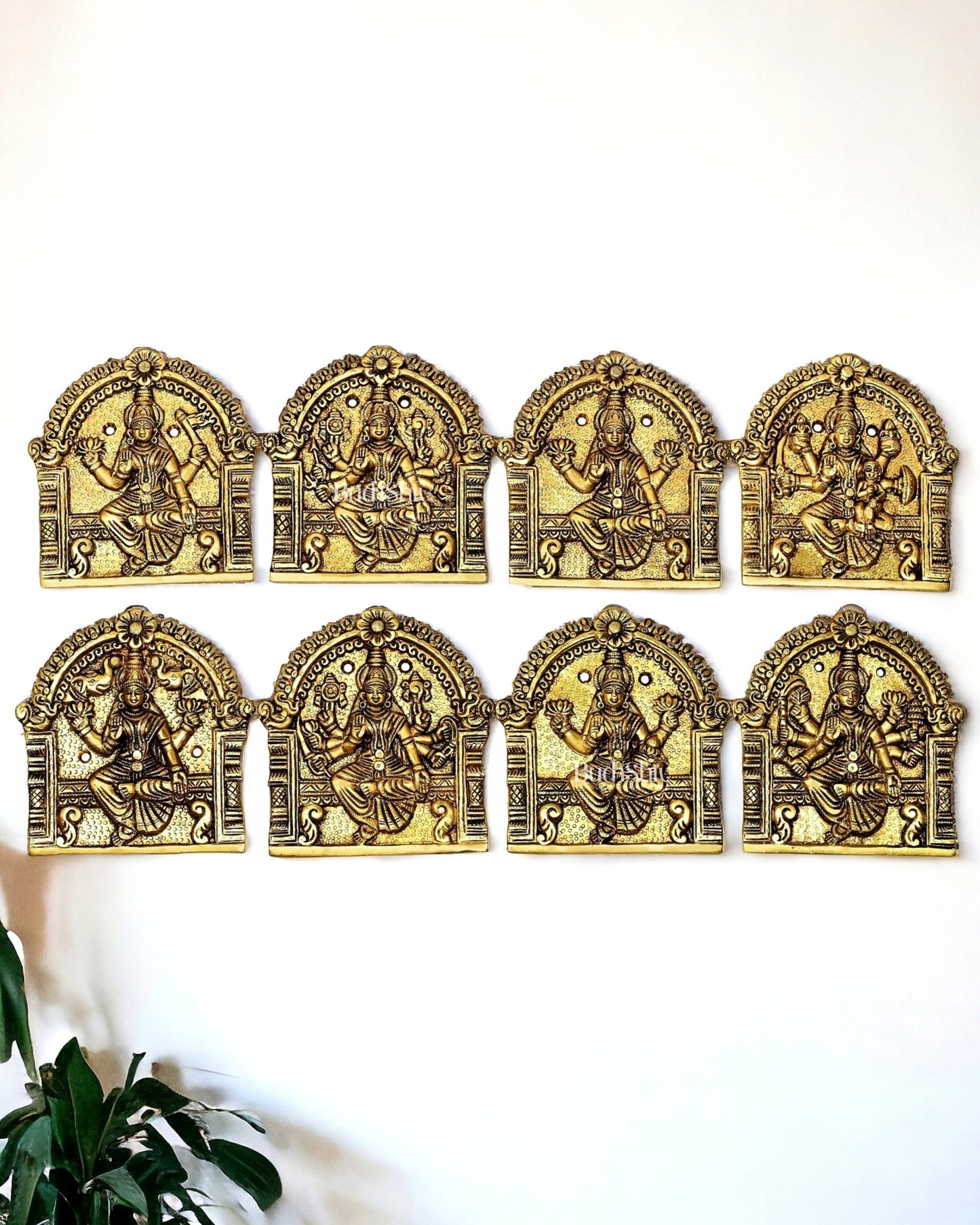 Brass superfine Ashtalakshmi wall hanging 6 inches - Budhshiv.com