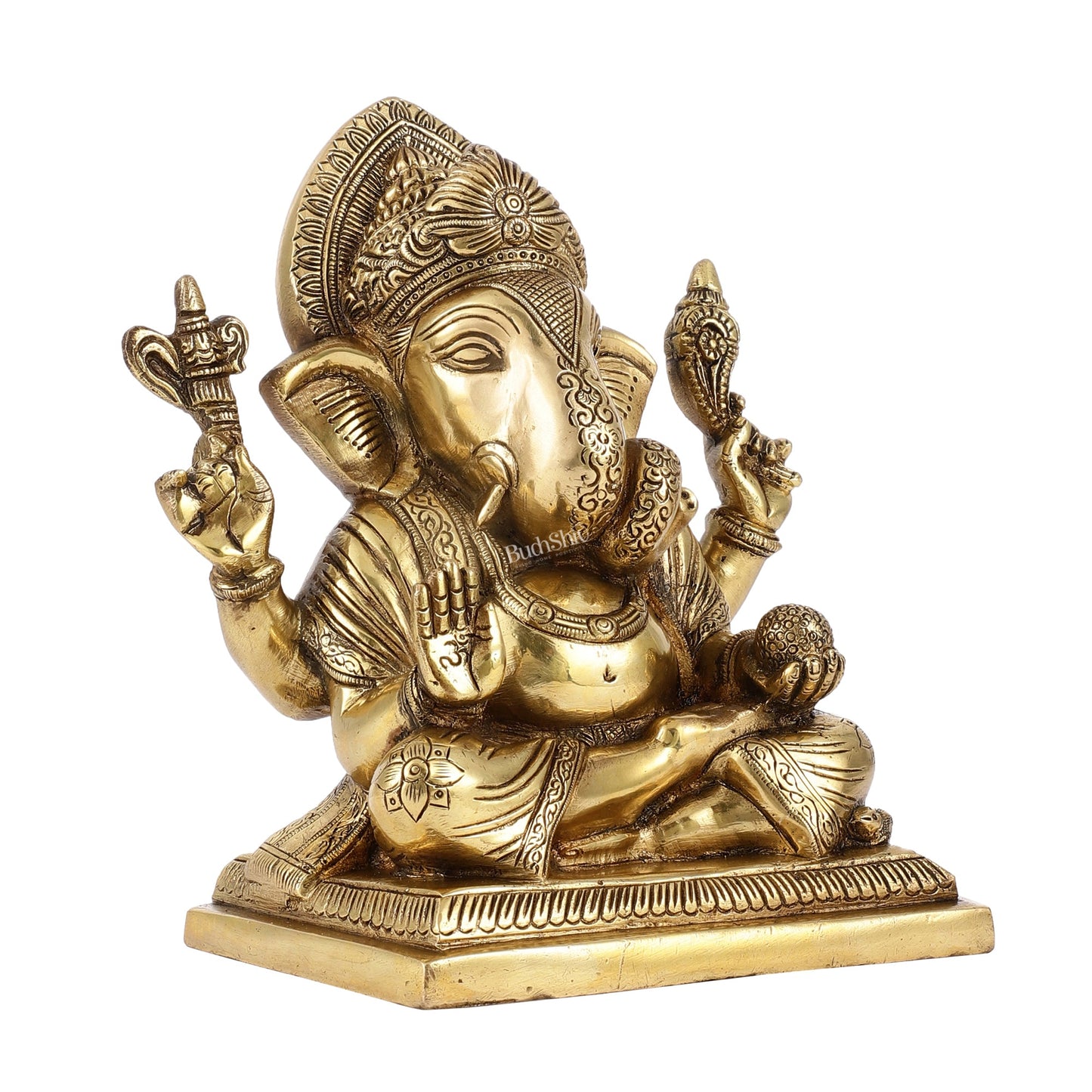 Brass Superfine Dagdusheth Ganapati Idol | Height 8.5 inch - Budhshiv.com
