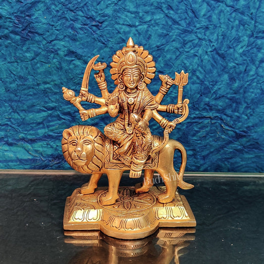 Brass Superfine Durga ma idol | Brass sherawali mata murti 7 " - Budhshiv.com