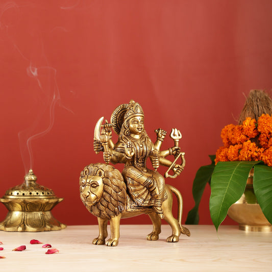 Brass Superfine Durga ma statue 8.5" - Budhshiv.com