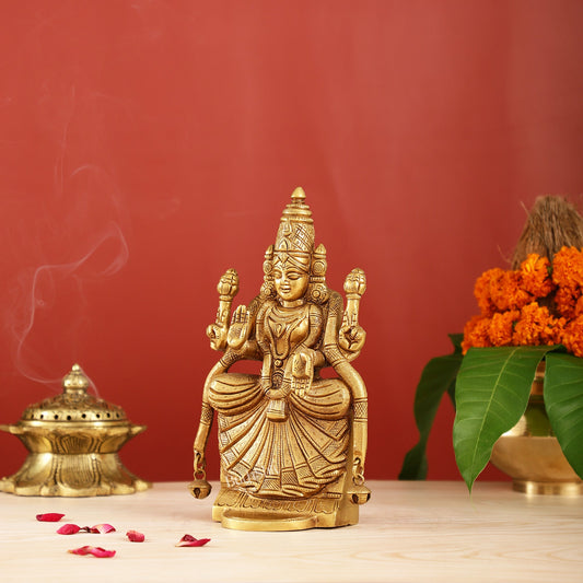 Brass Superfine Goddess Padmavathi Idol - Exquisite 9.5" Sculpture - Budhshiv.com