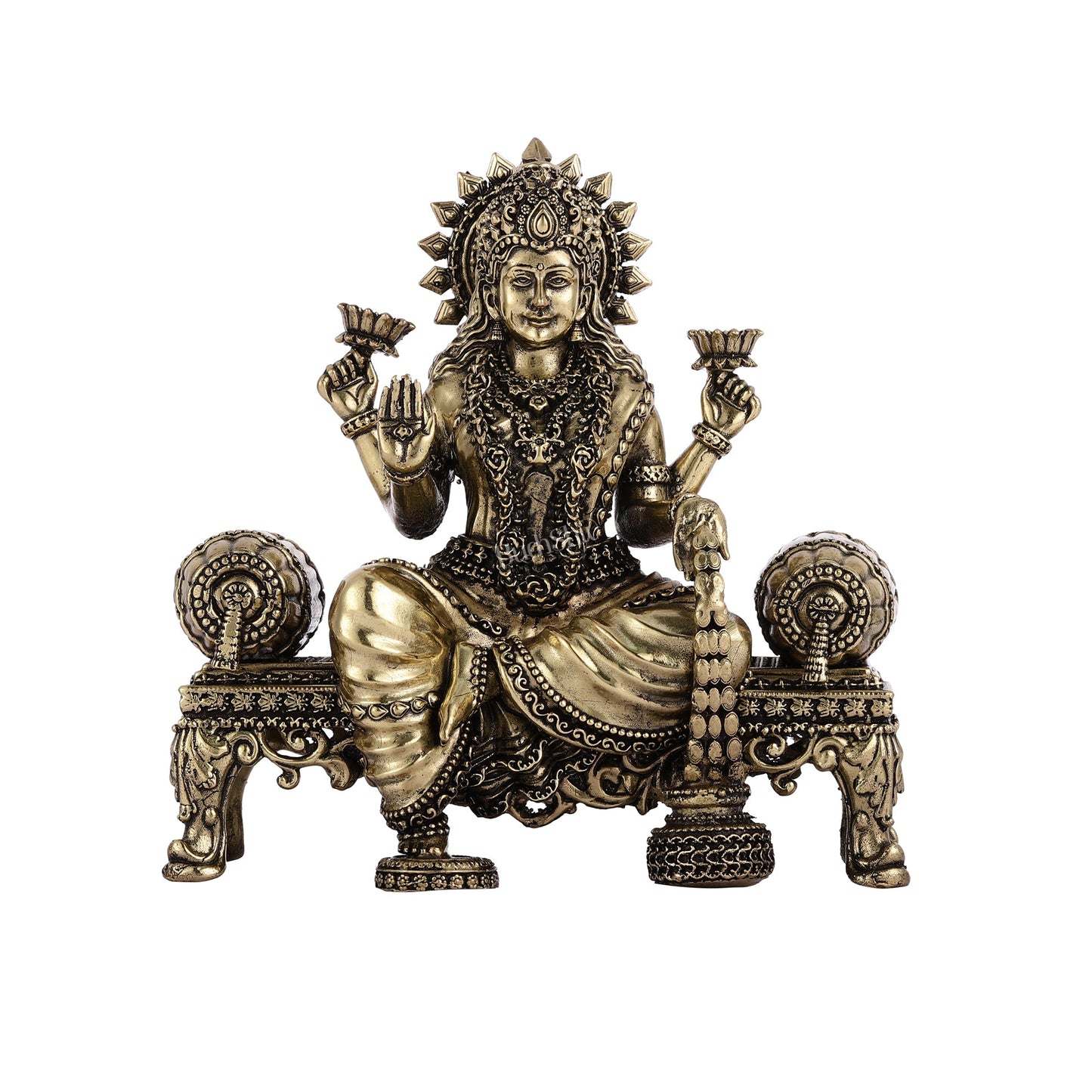 Brass Superfine Intricate Lightweight Goddess Lakshmi Idol - 5.5" - Budhshiv.com