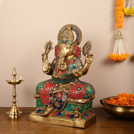 Brass Superfine large 24 inch Ganesha idol - Budhshiv.com