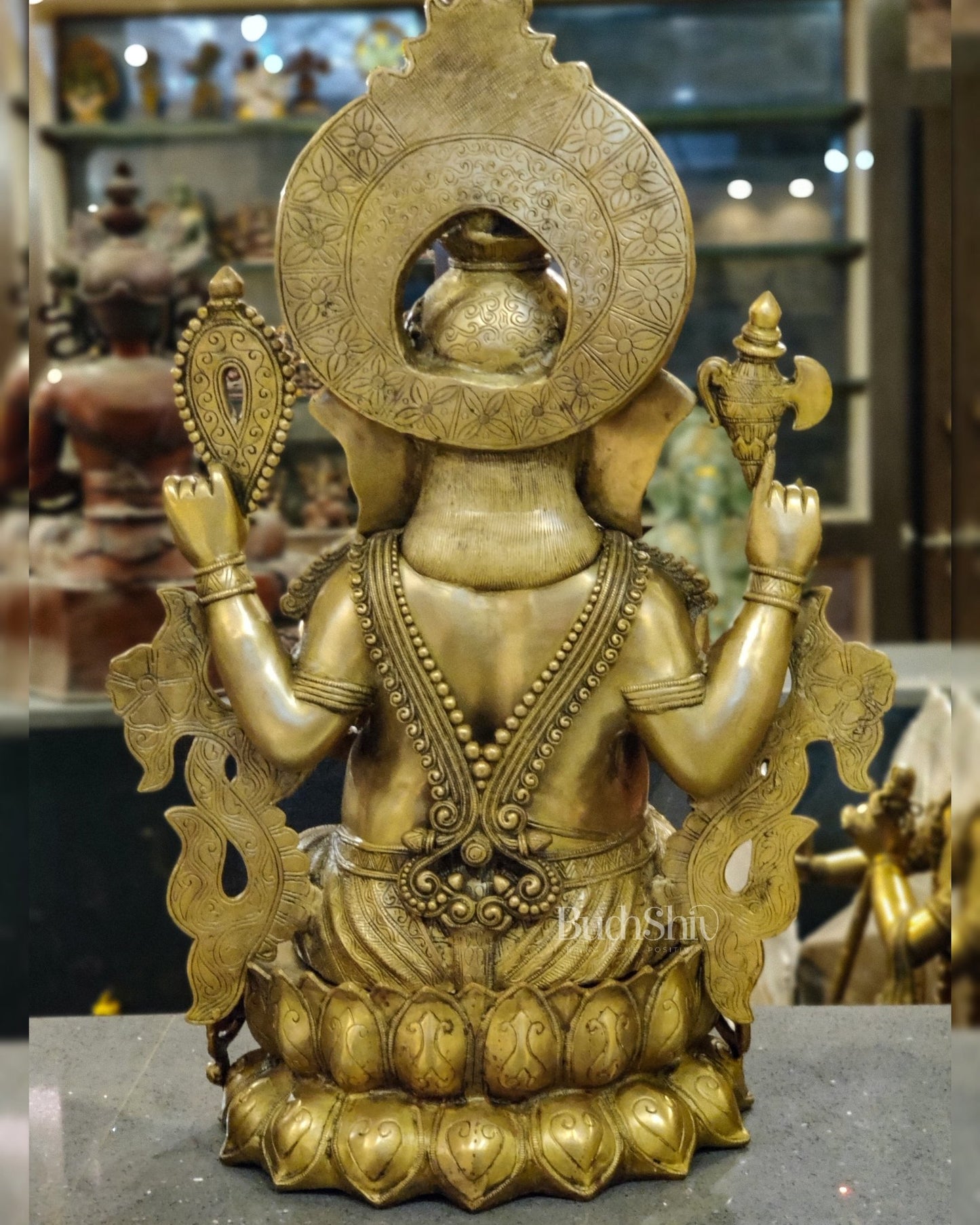 Brass Superfine Large Ganesha Statue 29 inch - Budhshiv.com