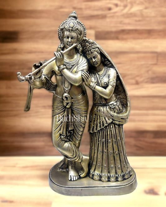 Brass Superfine Large Radha Krishna Standing Together Statue - 24" - Budhshiv.com