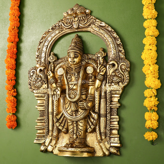 Brass Superfine Lord Venkateshwara Tirupati Balaji Wall Hanging - 20 inch - Budhshiv.com