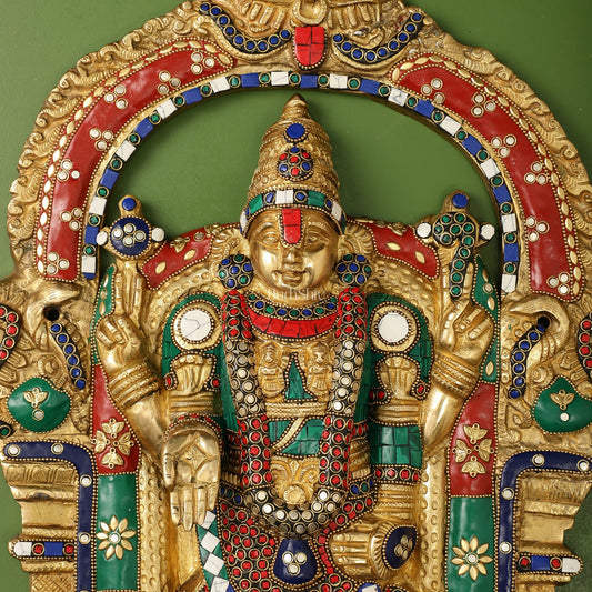 Brass Superfine Lord Venkateshwara Tirupati Balaji Wall Hanging - 20 inch - Budhshiv.com