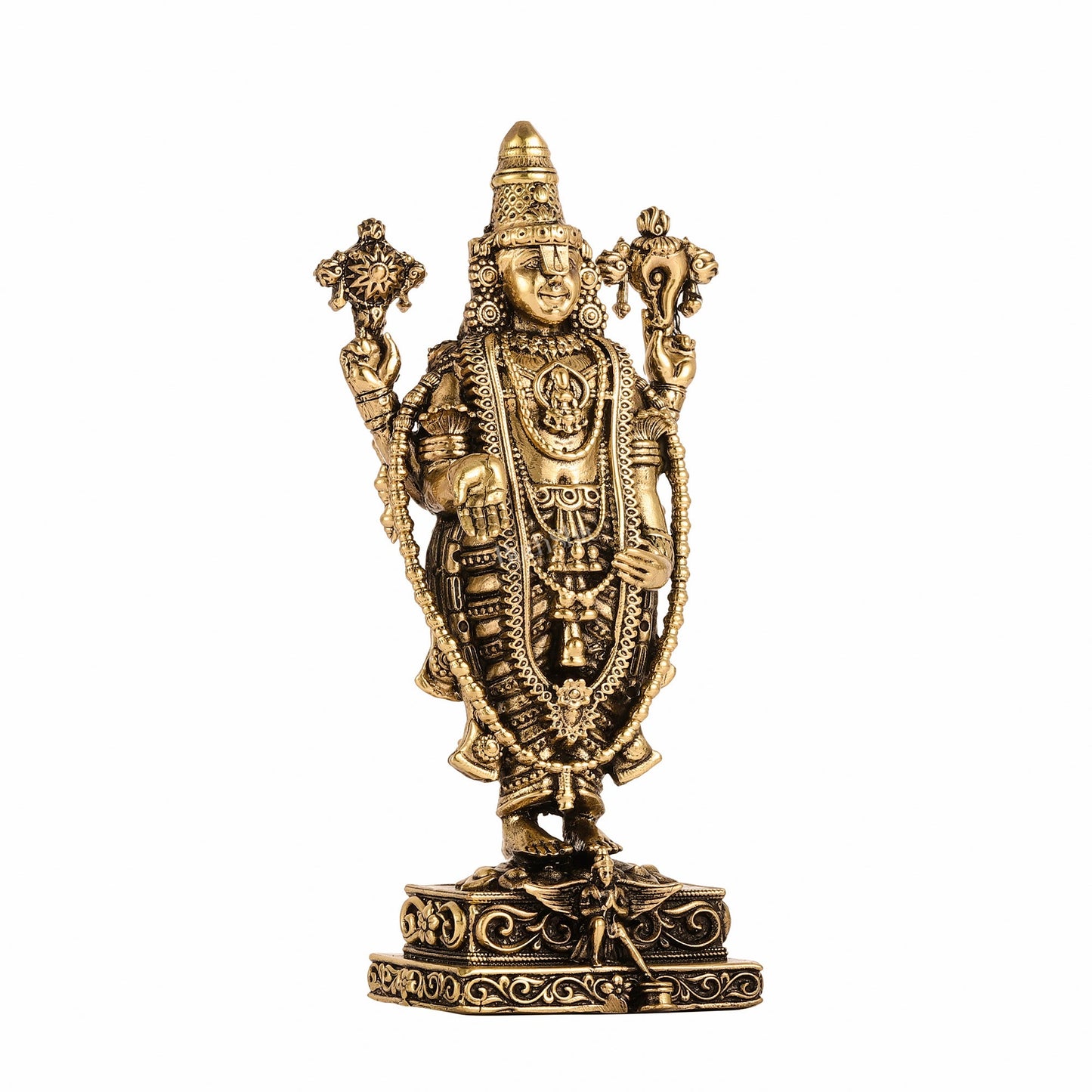 Brass Superfine Miniature Tirupati Balaji Lord Venkateshwara Perumal Idol - 4" - Budhshiv.com