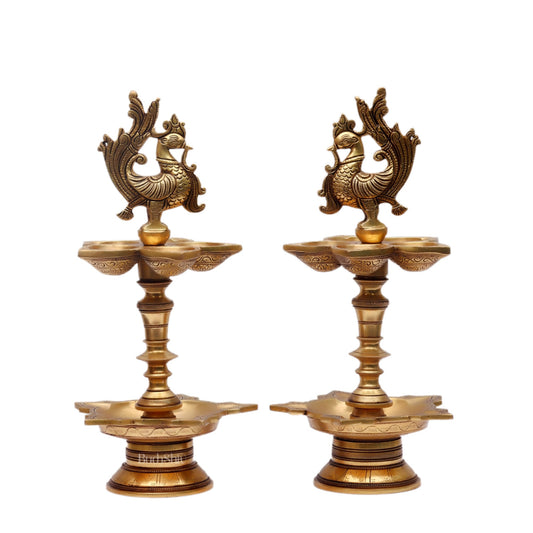 Brass superfine peacock lamp 15" - Budhshiv.com