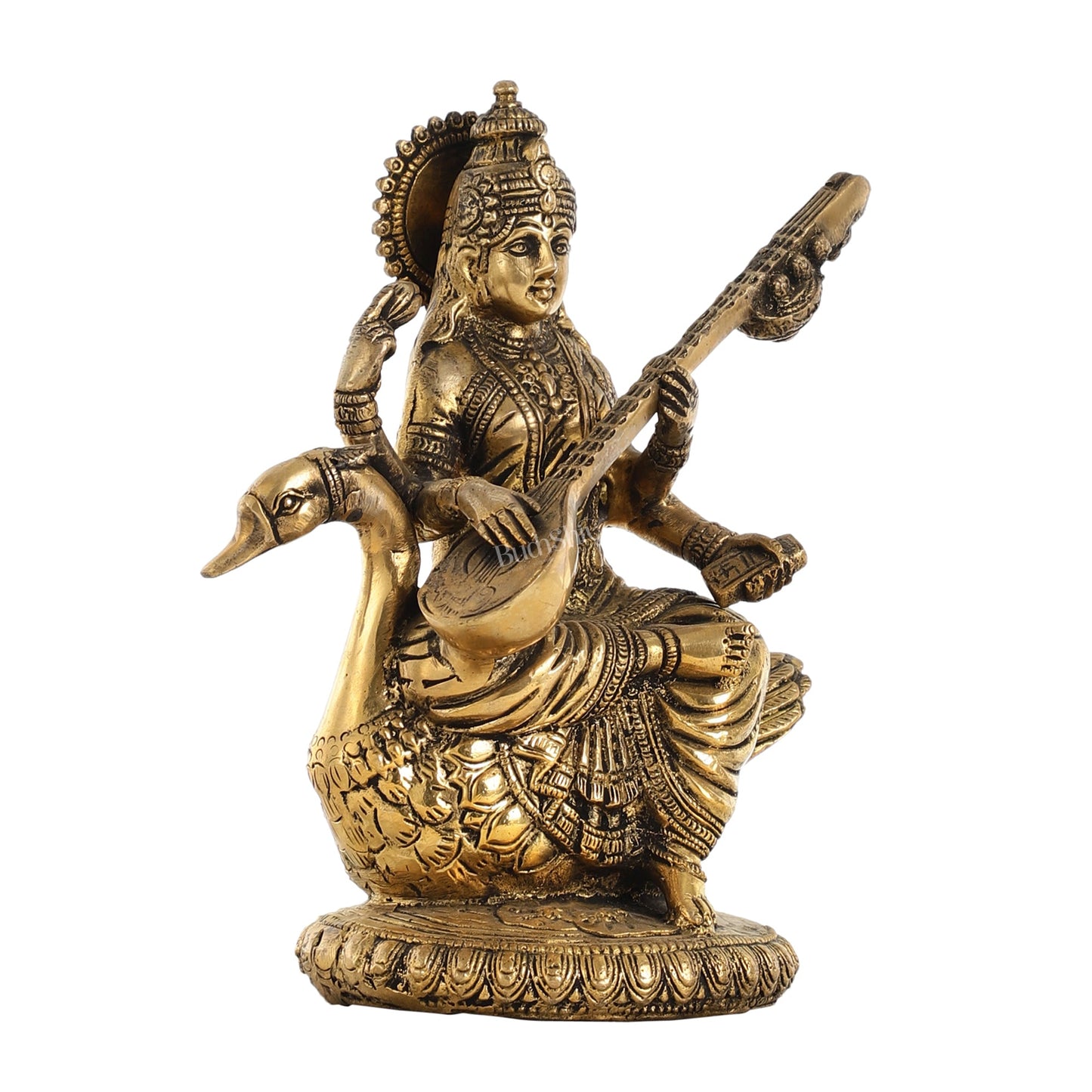 Brass Superfine Saraswati Idol - 8.5 Inch - Budhshiv.com