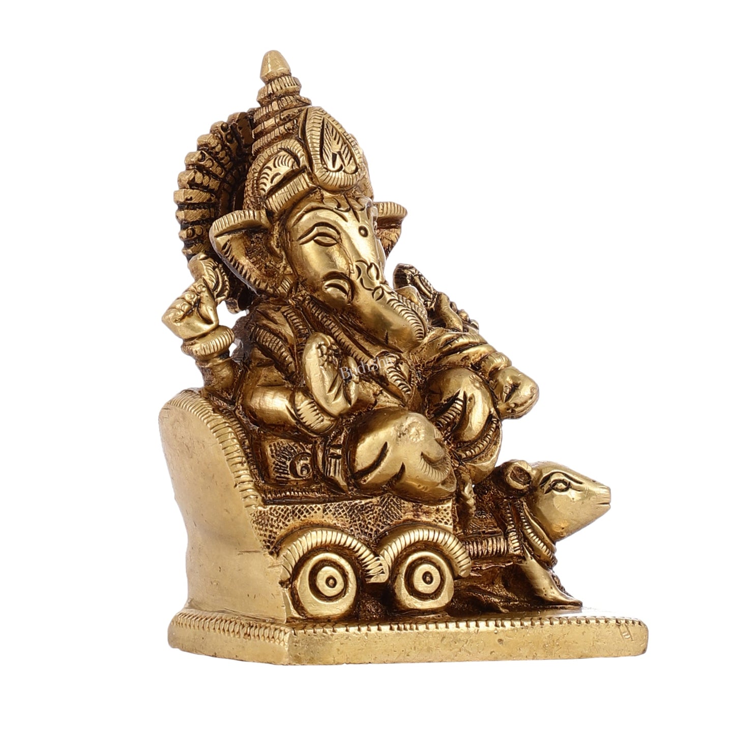 Brass superfine Small Ganesha Idol | Height 3.5 inch - Budhshiv.com
