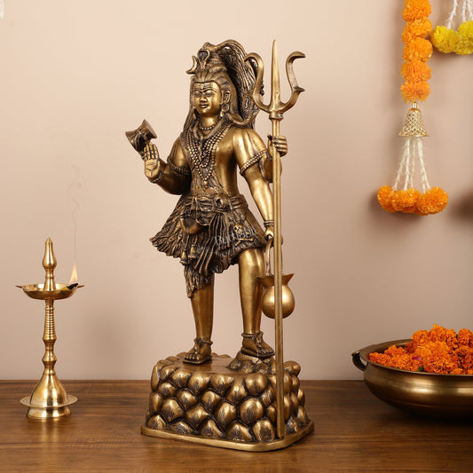 Brass Superfine Standing Lord Shiva Statue - 30 Inch - Budhshiv.com