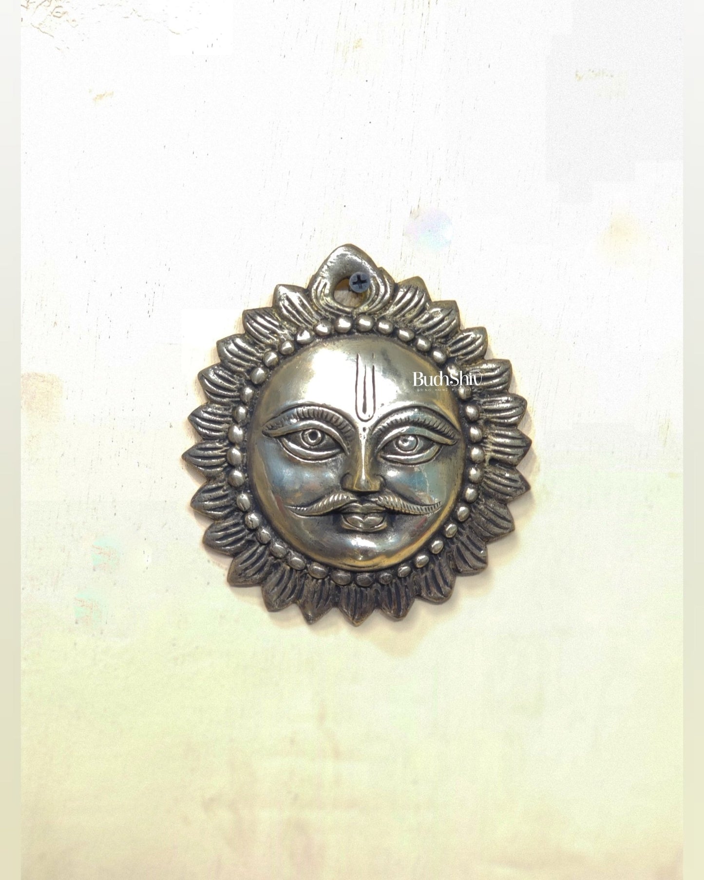 Brass Surya dev sun god wall hanging 5 inch - Budhshiv.com