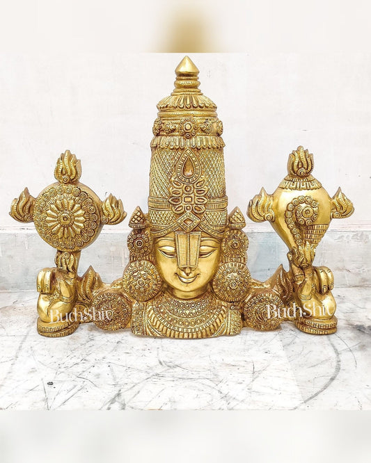 Brass Tirupati Balaji Face Wall Hanging - Budhshiv.com
