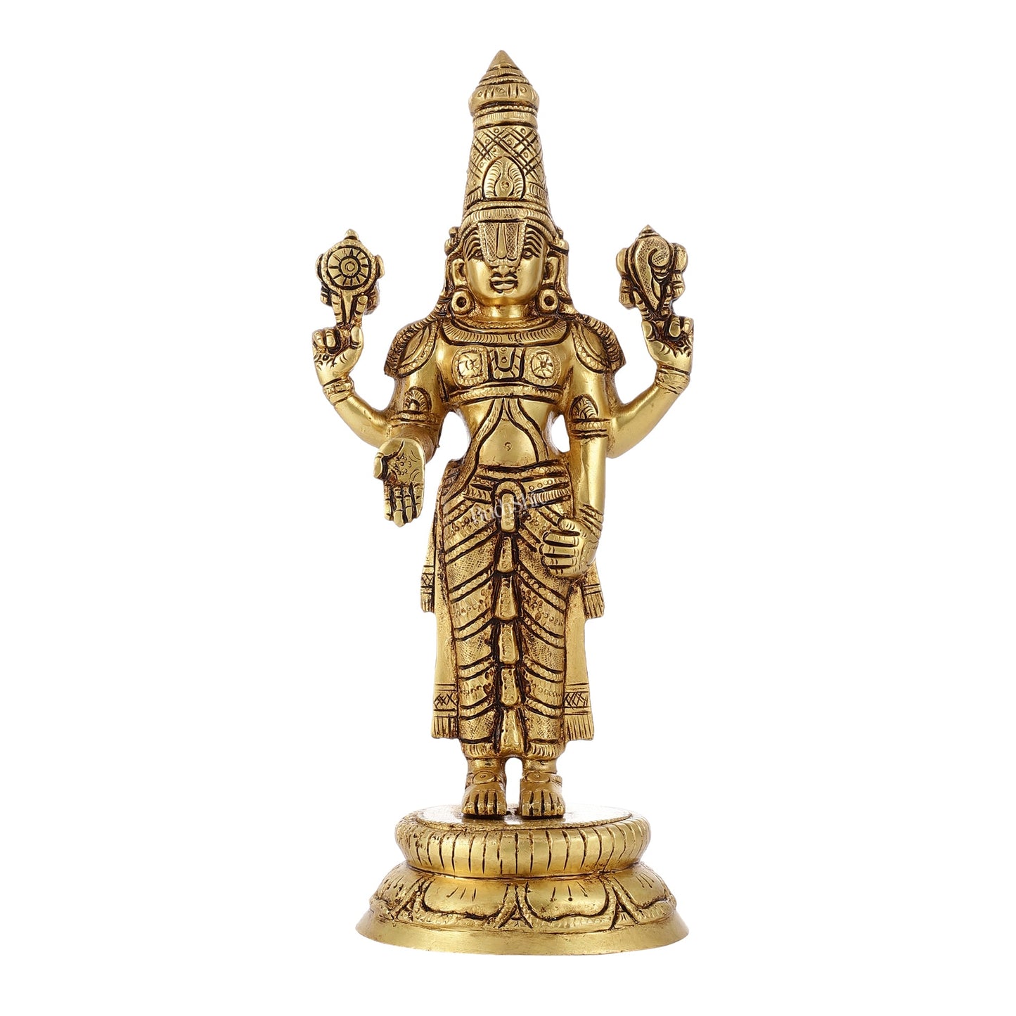 Brass tirupati balaji idol lord Venkateshwara statue 11" superfine - Budhshiv.com