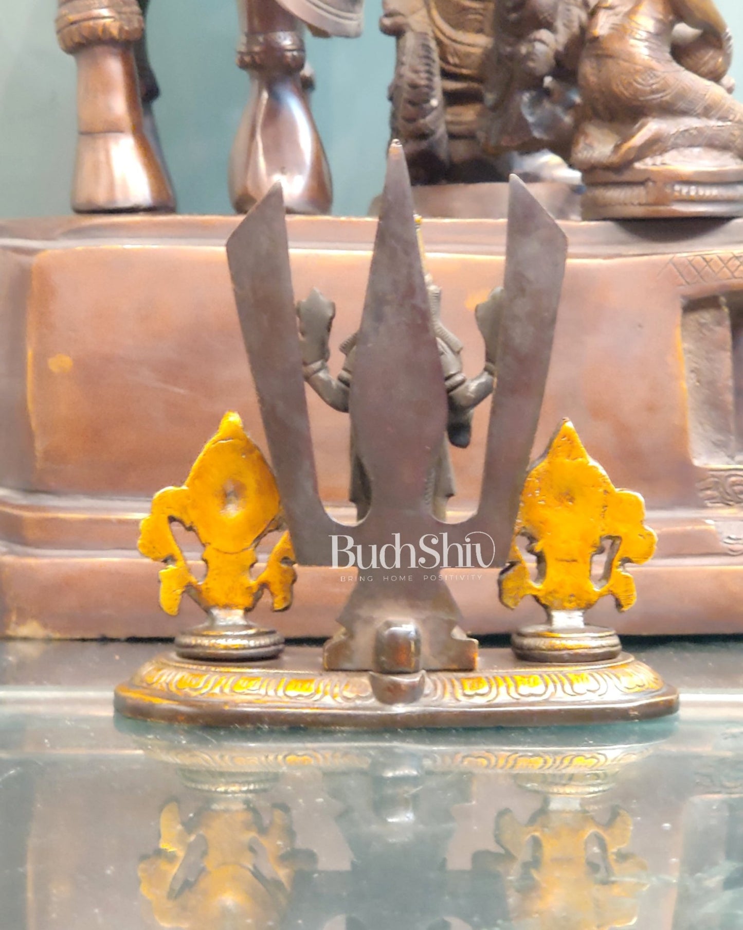 Brass Tirupati balaji Shankh Chakra Namah Accent 5 inch black gold - Budhshiv.com
