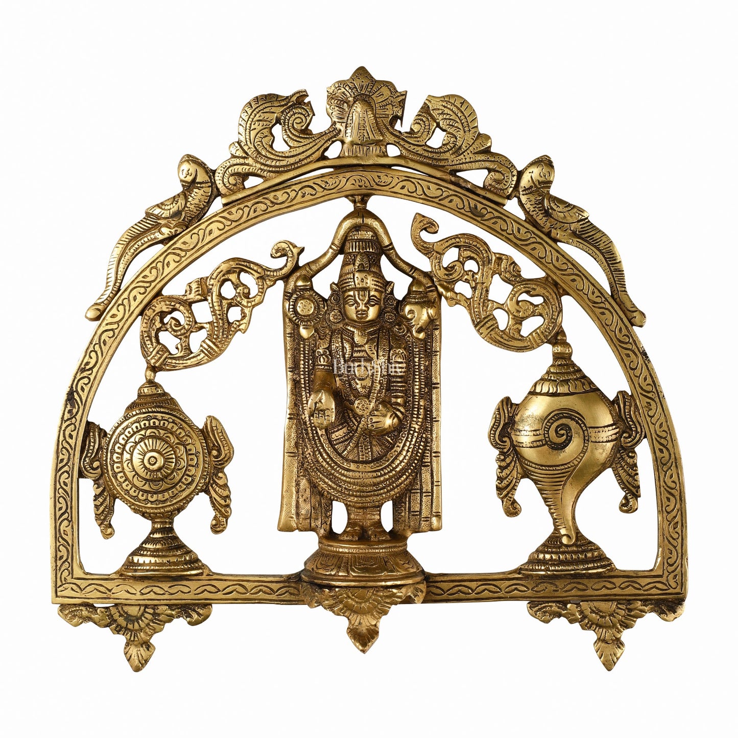 Brass Tirupati Balaji wall hanging with Shankh and Chakra 12 " - Budhshiv.com