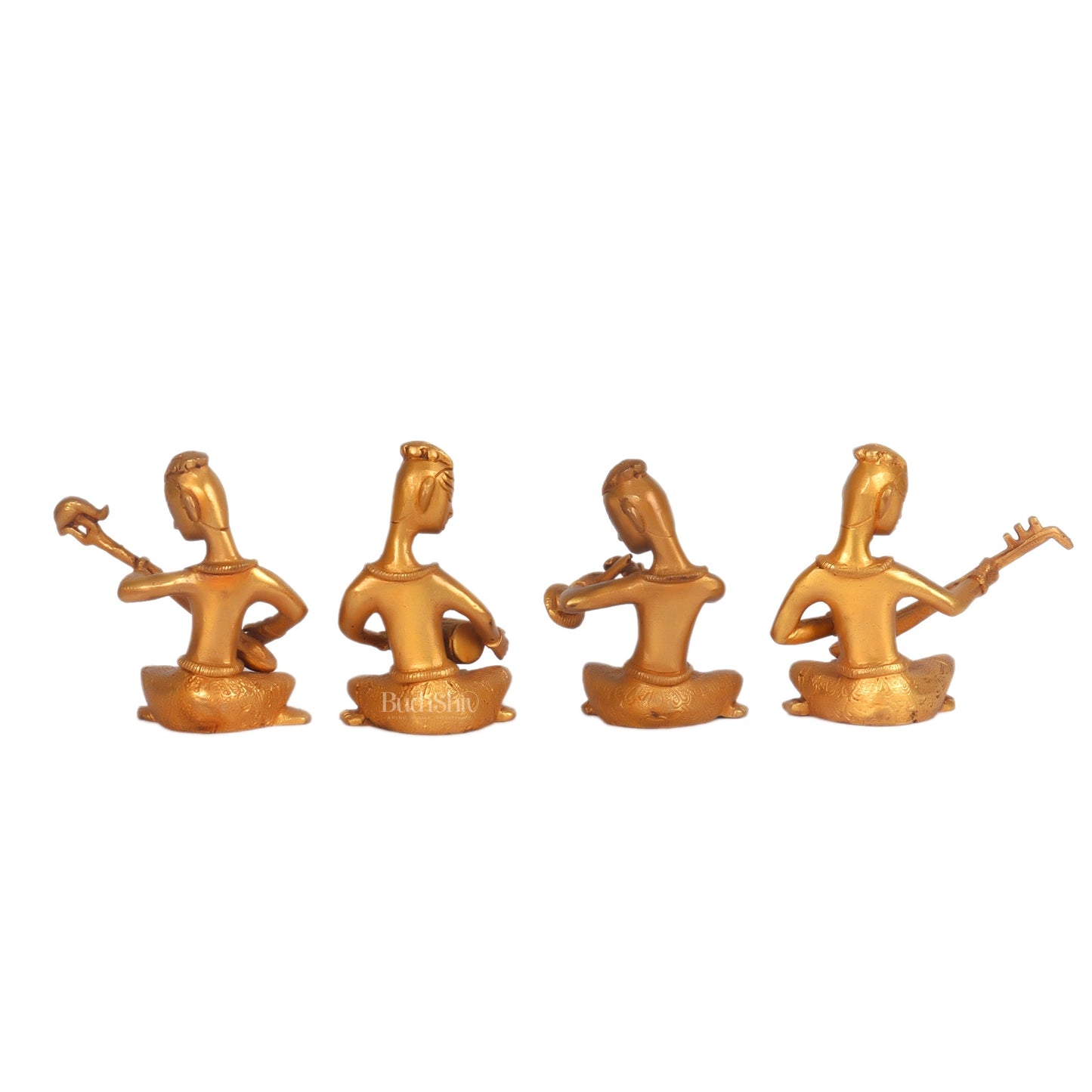 Brass Tribal Musicians set of 4 showpiece - Budhshiv.com