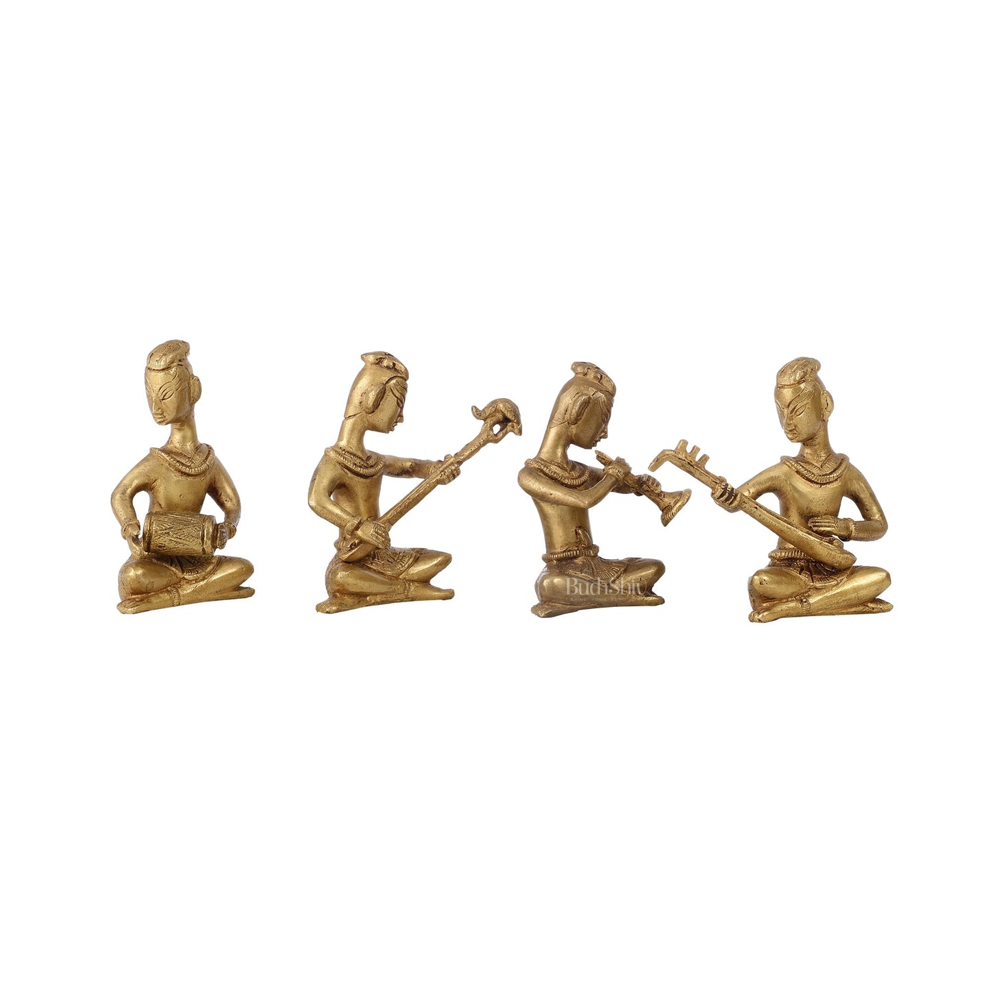 Brass Tribal Musicians set of 4 showpiece - Budhshiv.com