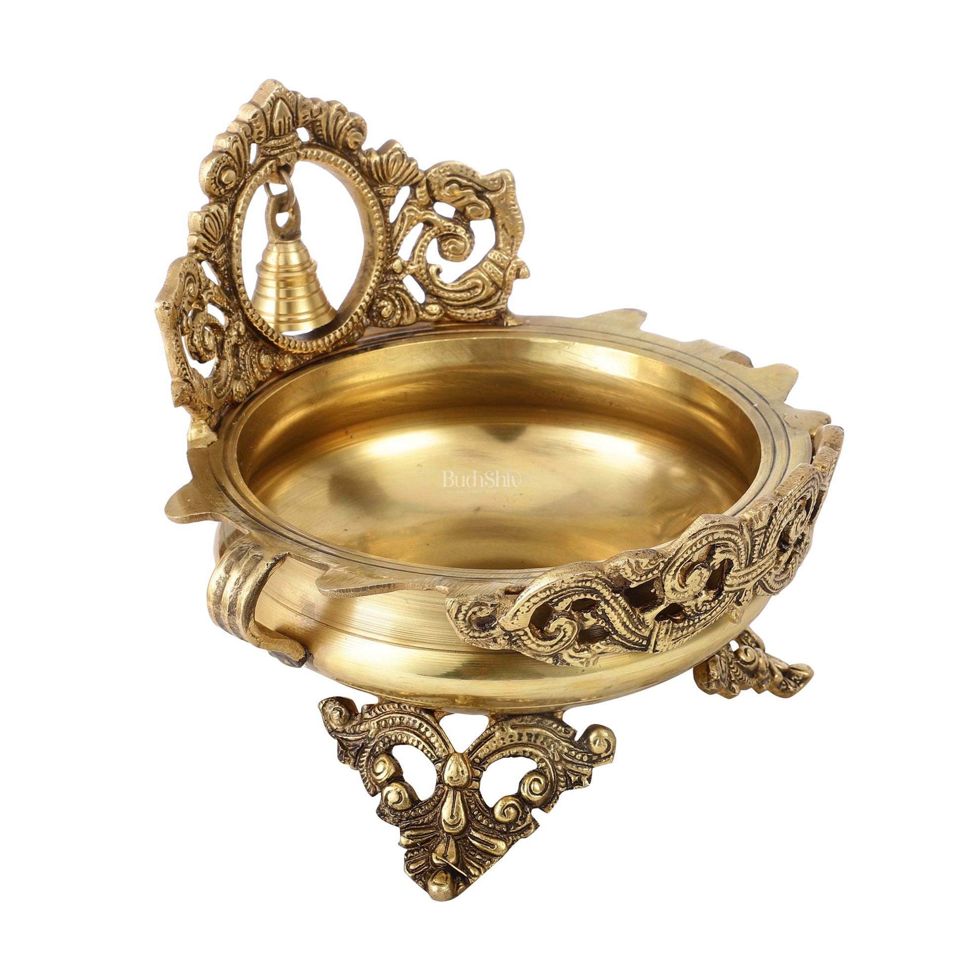 Brass Urli with bell 9.5 inch - Budhshiv.com