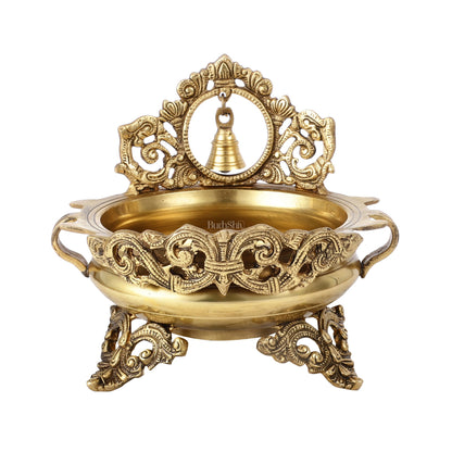 Brass Urli with bell 9.5 inch - Budhshiv.com