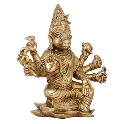 Brass Varahi amman statue 6" antique - Budhshiv.com