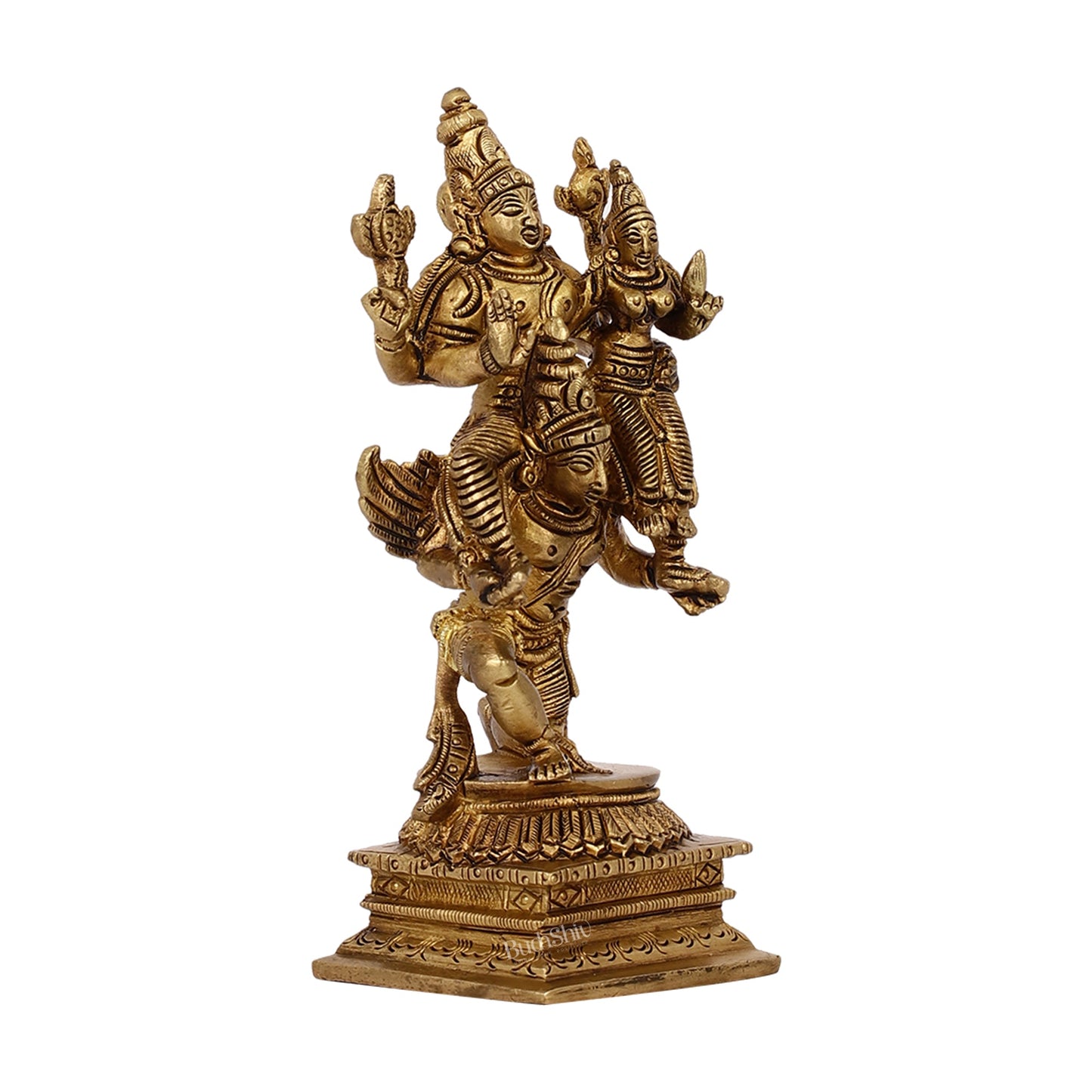 Brass Vishnu Lakshmi on Garuda 6" - Budhshiv.com