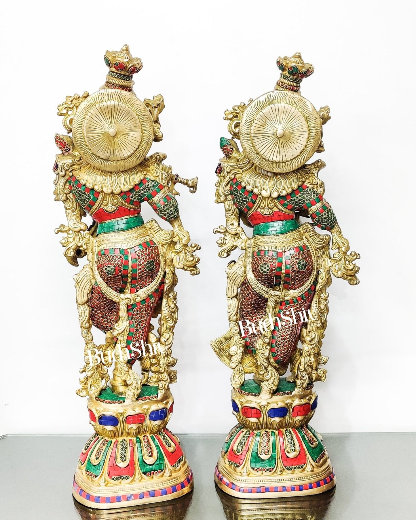 Captivating Handmade Brass Radha krishna Idol 29 inch - Budhshiv.com