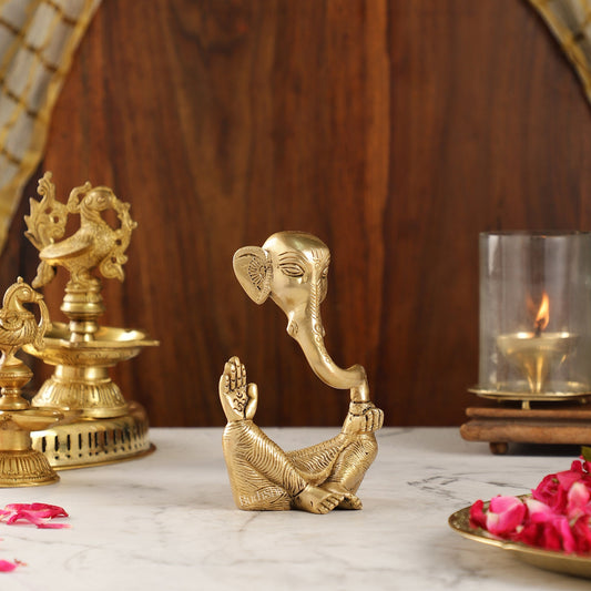 Contemporary Brass Modern Ganesha Idol | 6" Height | Artistic Expression - Budhshiv.com
