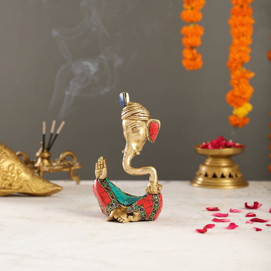 Contemporary Brass Pagadi Ganesha Idol | 7" Height - Budhshiv.com
