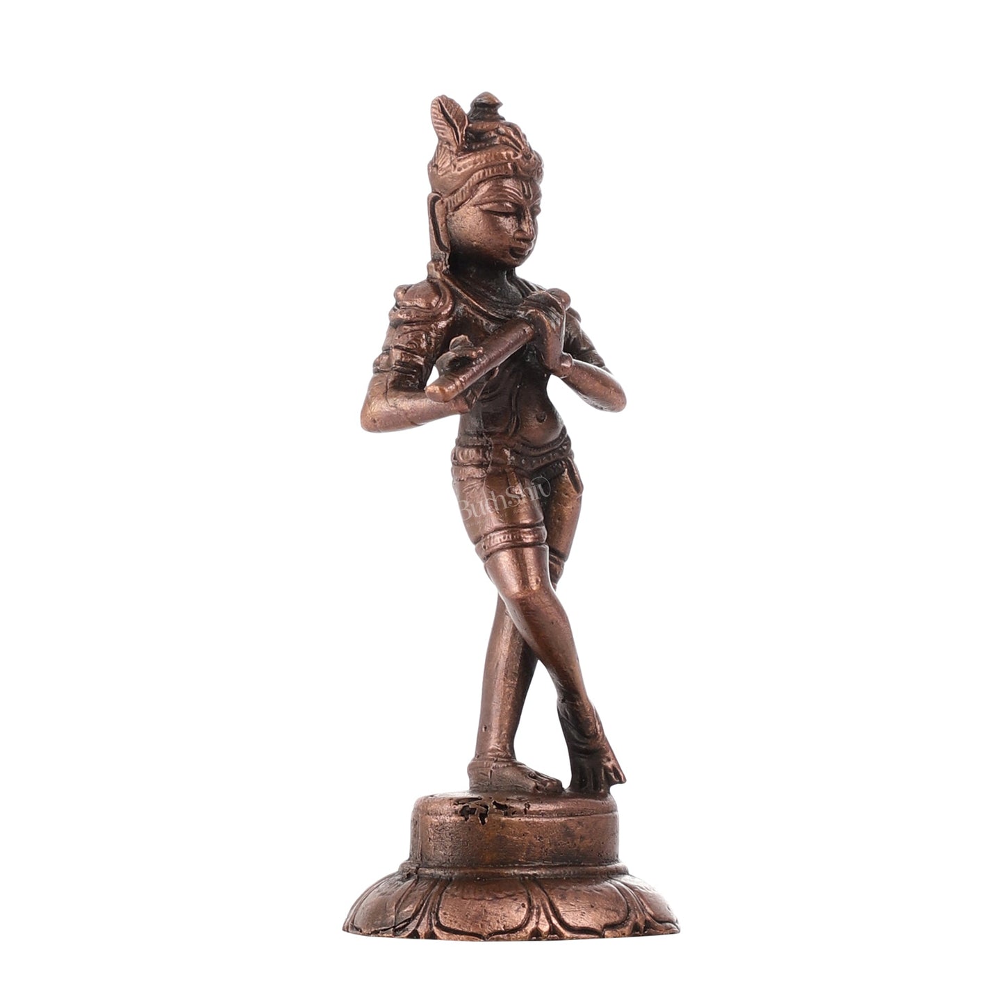 Copper Krishna Idol | Height 4.5 inch | BudhShiv Brass Handicrafts - Budhshiv.com