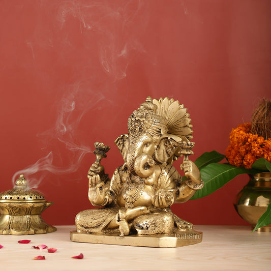 Dagdusheth Ganpati Brass Statue - Budhshiv.com