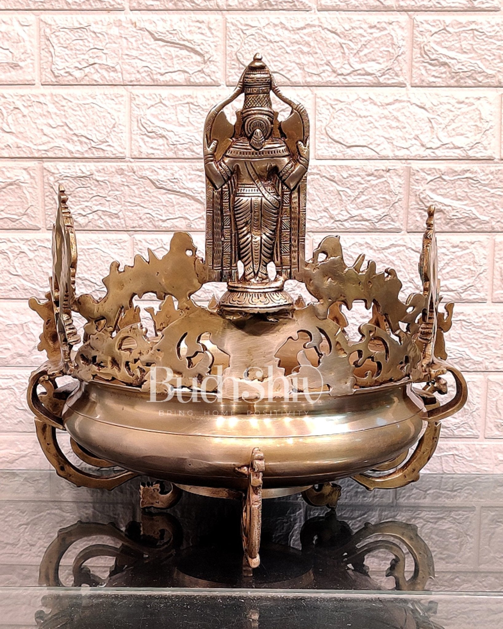 Dashavatar Pure Brass Urli large - Budhshiv.com