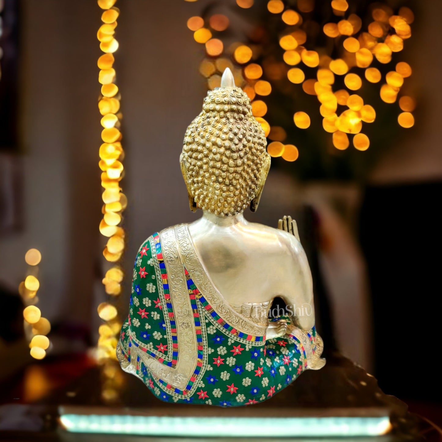 Divine Blessings: Buddha Brass Idol in Abhaya Mudra with Medicine - 23 inch - Budhshiv.com