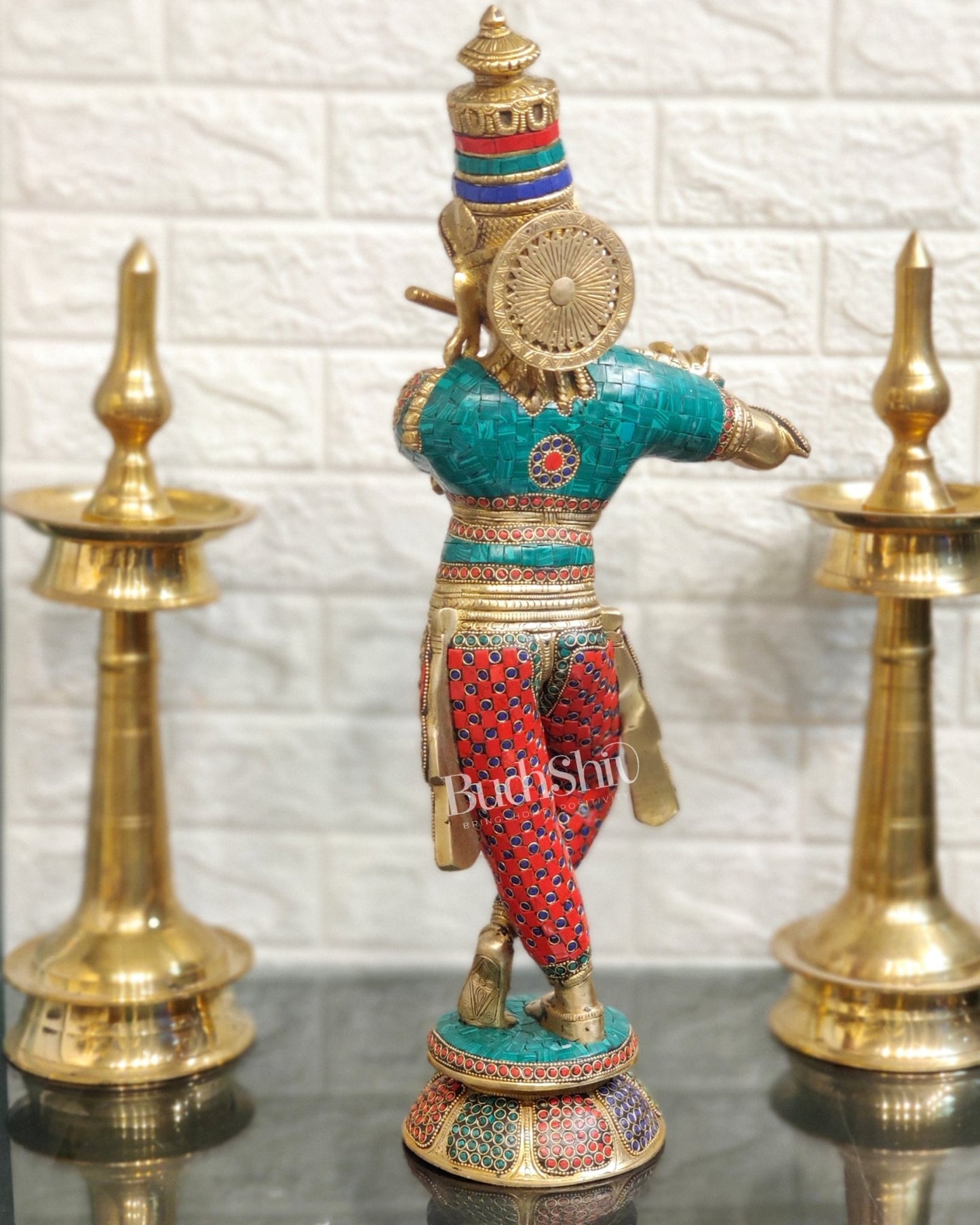 Divine brass Krishna Idol | Height 23 Inch - Budhshiv.com