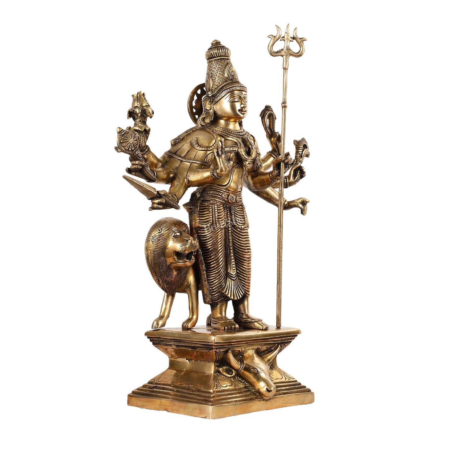 Divine Brass Mahisasur Mardini Idol - Goddess Durga Sculpture - Budhshiv.com