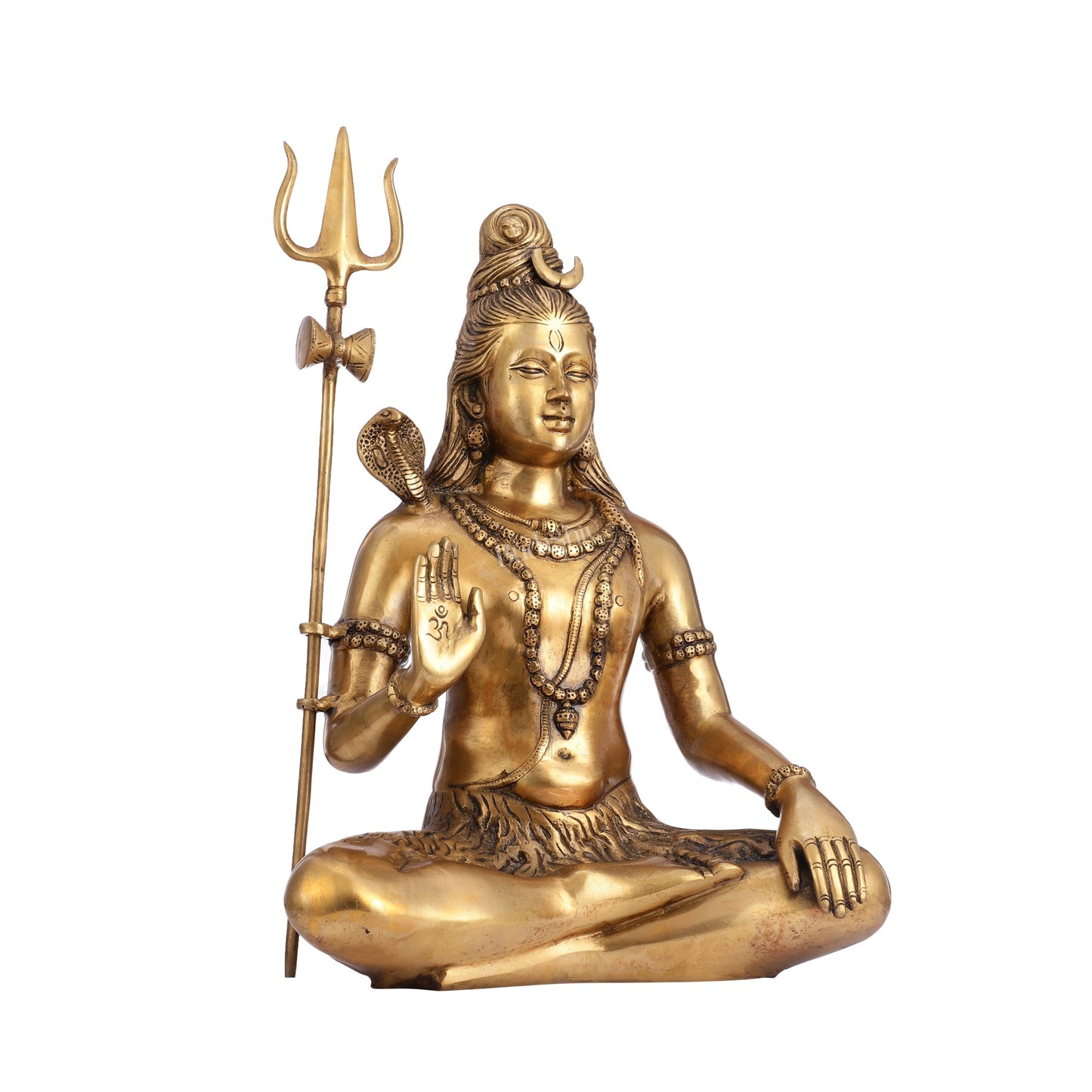 Divine Lord Shiva Brass Idol - 20" Handcrafted Mahadev Statue - Budhshiv.com