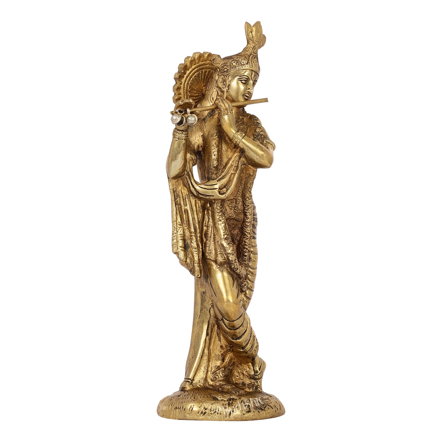 Divine Pure Brass Krishna Statue | Height 10 Inches - Budhshiv.com