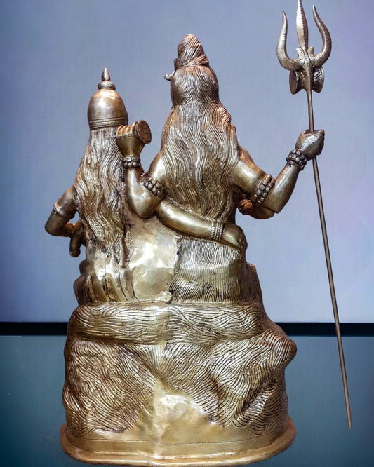 Divine Pure Brass Shiv Parivar Idol - 27 inch - Budhshiv.com