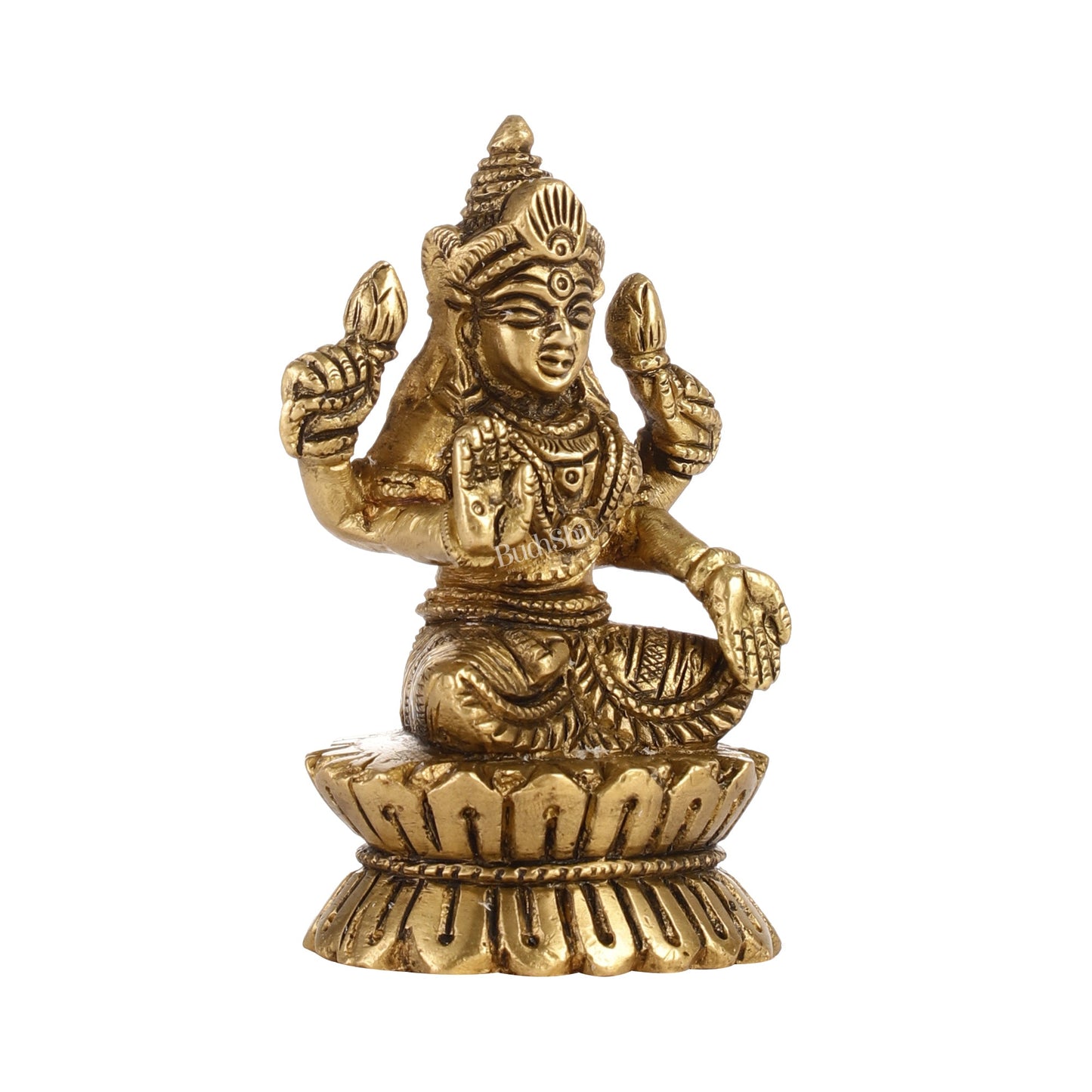 Elegant Brass Lakshmi Idol | Height 4.5 inch - Budhshiv.com