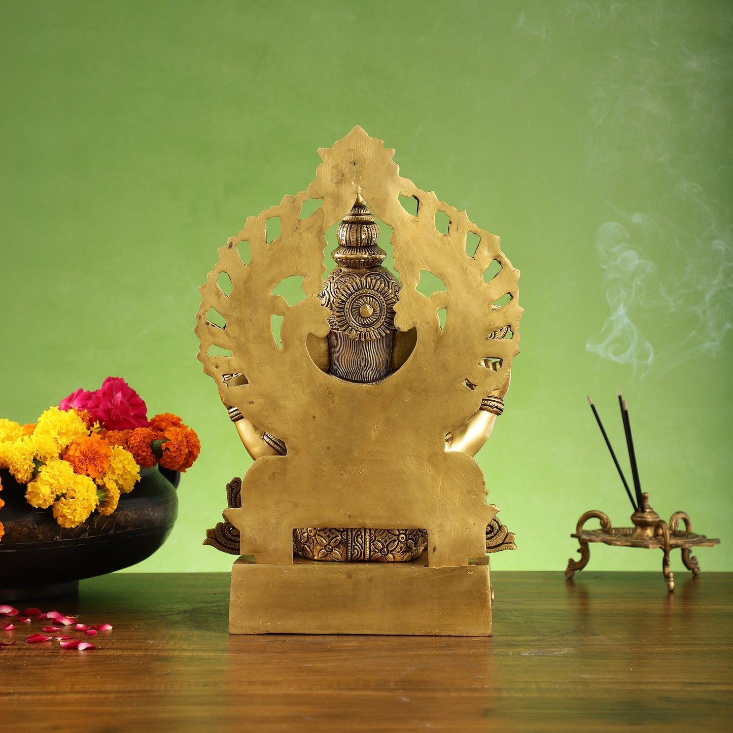 Elegant Brass Lord Ganesha Statue with Frame - 15 inch - Budhshiv.com