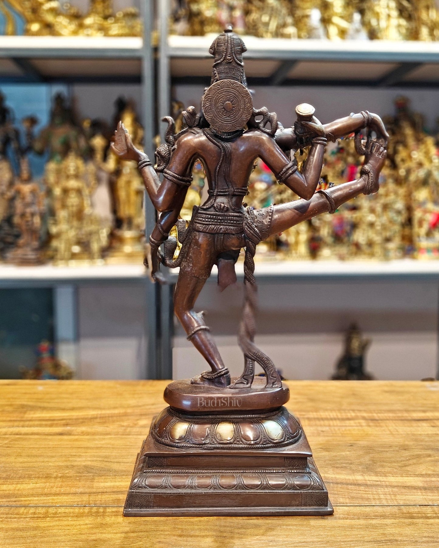 Exquisite 18-Inch Brass Dancing Shiva Nataraja Idol - Budhshiv.com