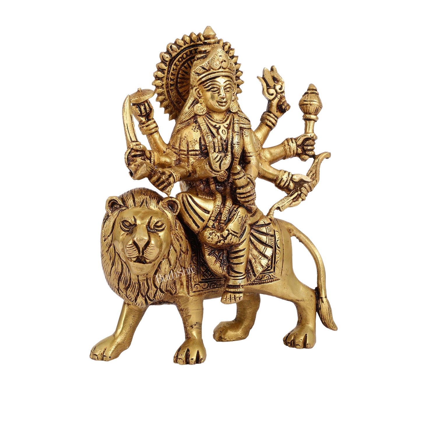 Exquisite Brass Durga Idol | Intricately Crafted 8.5" - Budhshiv.com