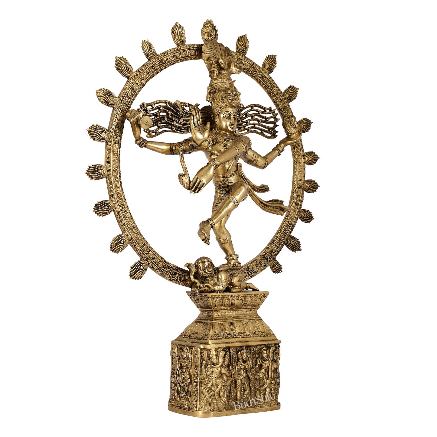 Exquisite Brass Nataraja Statue | 23" Height | Handcrafted Dancing Shiva - Budhshiv.com
